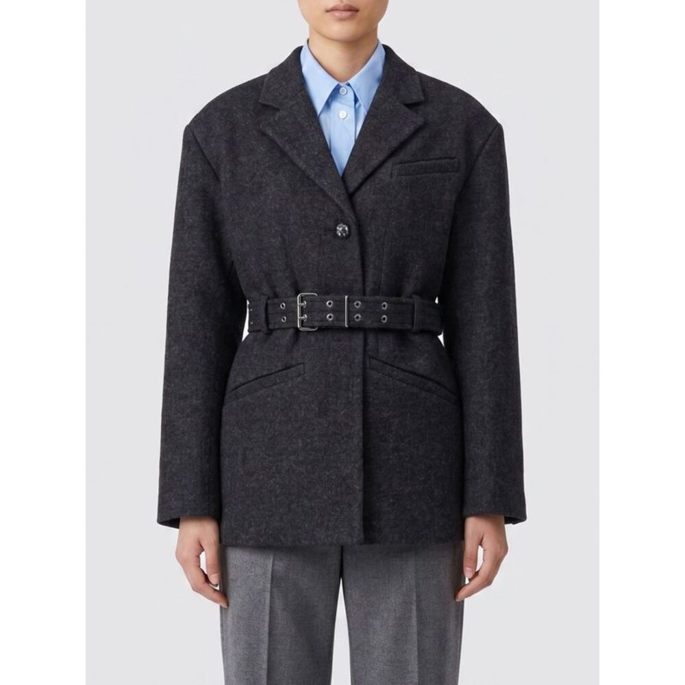 Ganni Women Ganni Short Single-Breasted Belted Wool And Cashmere Coat